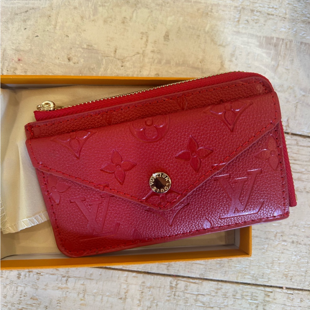 Red Monogram Card Holder